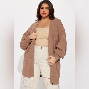 Fashion Nova Brown Open-Front Cardigan